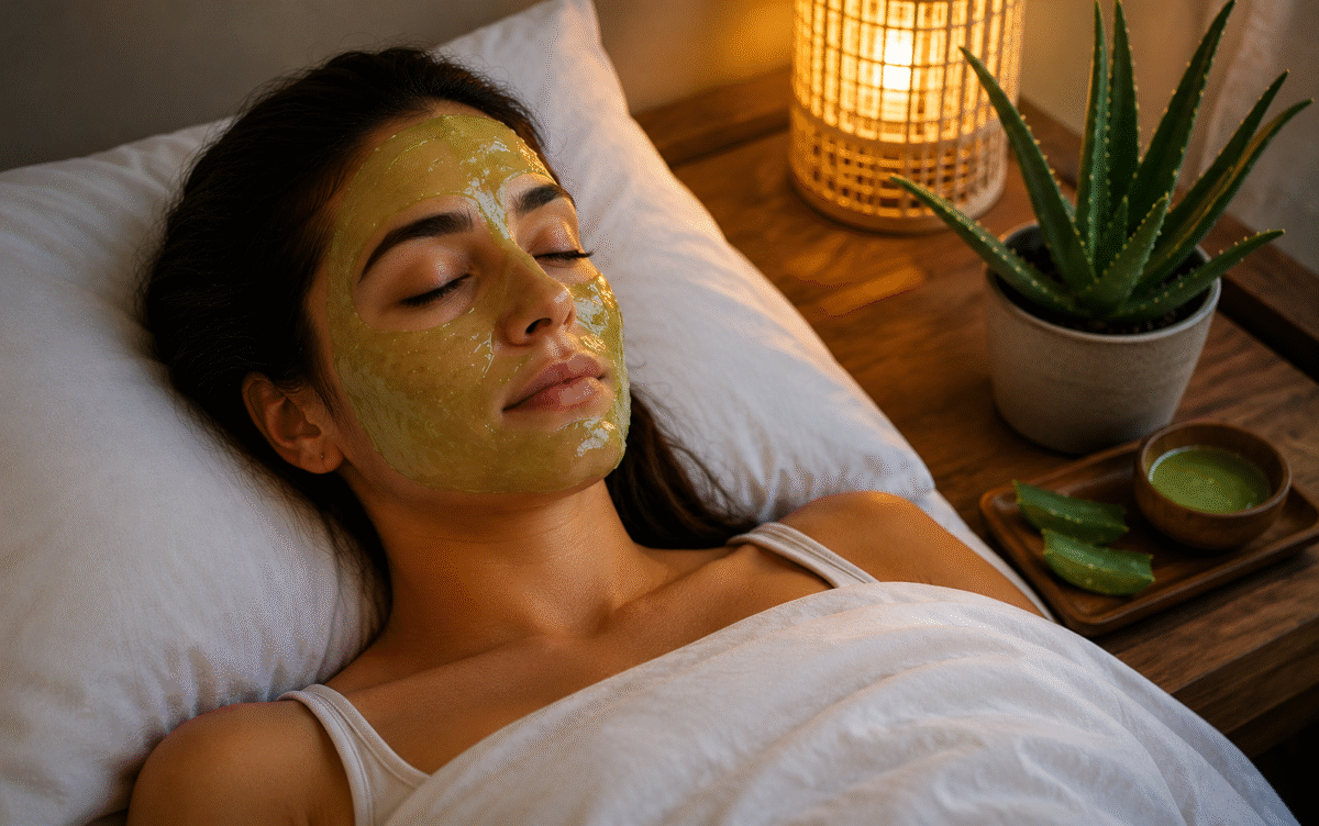 aloe vera sur le visage la nuit
